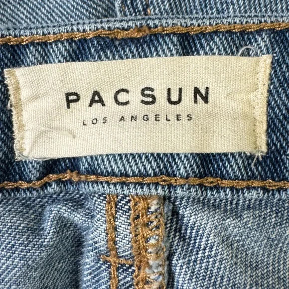 Pacsun shorts women 26 100% cotton embroidered floral high rise denim blue - Picture 6 of 11